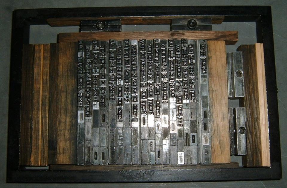 A forme of printing type