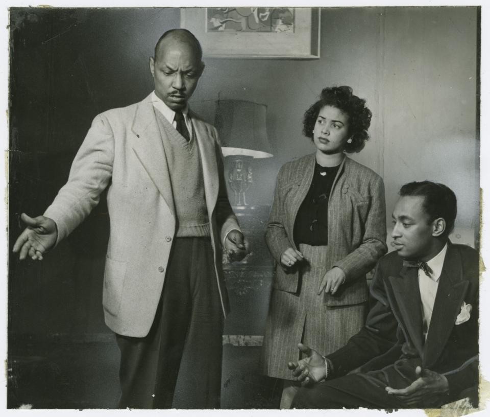 Abram Hill directing a rehearsal of an American Negro Theatre production, 1944, Photographer unknown