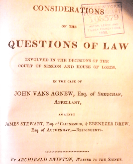 Agnew, Considerations on the Questions of Law, XAH, p.v. 46, no. 4
