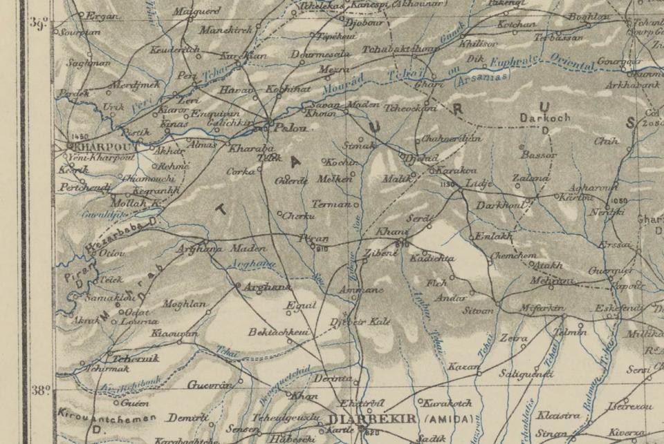 Detail from Carte de la Turquie d'Asie, sheet 4, area east of Kharpout (Harput or Kharpert)
