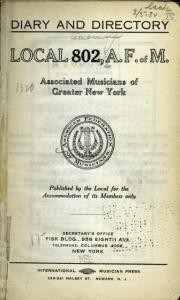 Cover page of 1927 directory of Local 802, the New York Chapter of the American Federation of Musicians