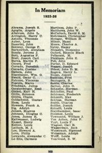 Page of those deceased in the past year - from the 1927 directory of Local 802, Greater New York Chapter of the AFM