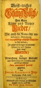 Title page of Johann Anastasius Freylinghausen’s Geistreiches Gesang-Buch, 1708