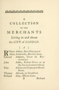 A Collection of the Names of the Merchants Living In and about the City of London, 1677