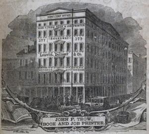  Fancy Job Printer, 377 - 379 Broadway, Corner of White Street, New York, 1856, from that year's directory.