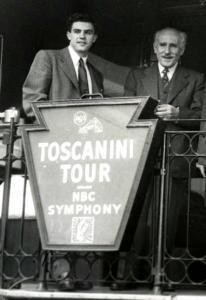 Walfredo Toscanini (at left) with Arturo Toscanini, his grandfather, during the 1950 tour of the NBC Symphony Orchestra
