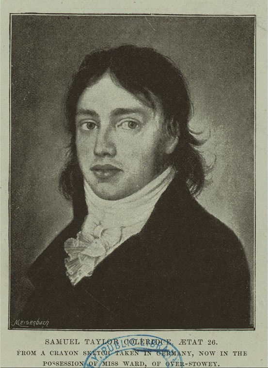 Portrait of Samuel Taylor Coleridge circa 1798 from the neck up
