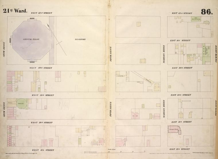 Map bounded by West 42nd Street, East 42nd Street, Fourth Avenue, East 37th Street, West 37th Street, Sixth Avenue.], Digital ID 1615985, New York Public Library