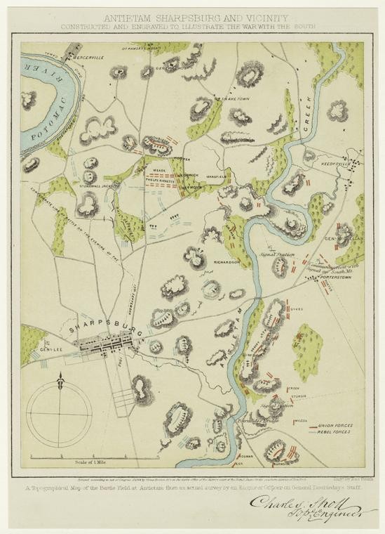Antietam Sharpsburg And Vicinity Constructed And Engraved To Illustrate The War With The South., Digital ID 813206, New York Public Library