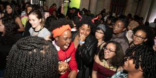 Photo from NYPL's Anti-Prom featuring teens laughing together