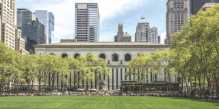 Exterior of The New York Public Library as seen from Bryant Park.