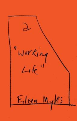 Book cover of A "Working Life," an orange color with the title and author handwritten and enclosed in an uneven pentagon.