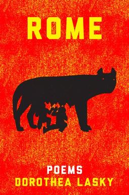 Book cover of Rome with a silhouette of Romulus and Remus with their wolf mother.