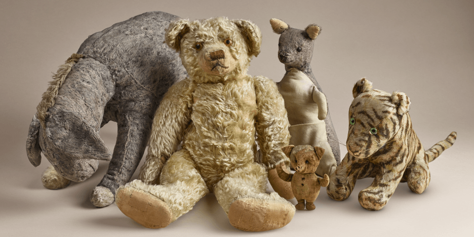 Original Winnie-the-Pooh and friends stuffed animals.