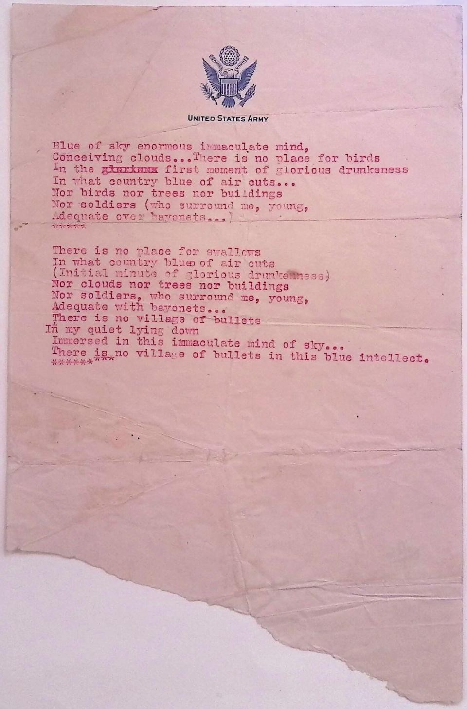 Kenneth Koch, untitled poem [“Blue of sky enormous immaculate mind”] (c. 1945)