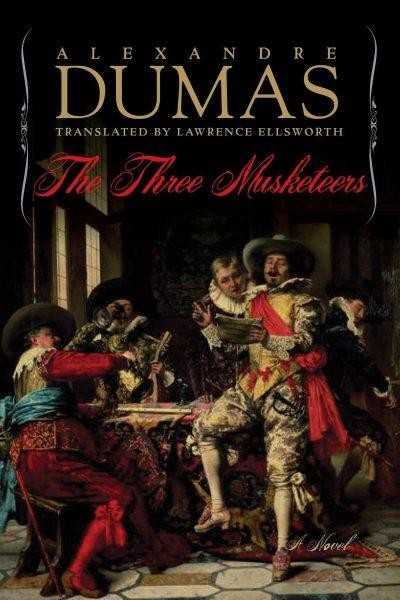 Cover of the Three Musketeers features five men seated around a table, one mid-speech.
