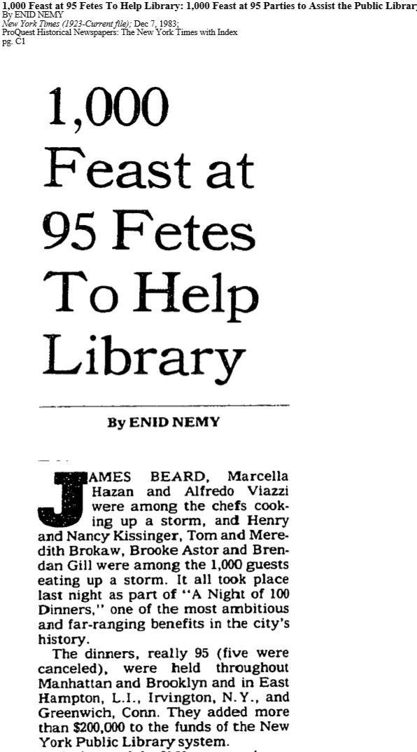 “1,000 Feast at 95 Fetes to Help Library” Article Image