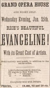 Evangeline Ad - Ann Arbor Courier 1-18-1888 (Old News, Ann Arbor)