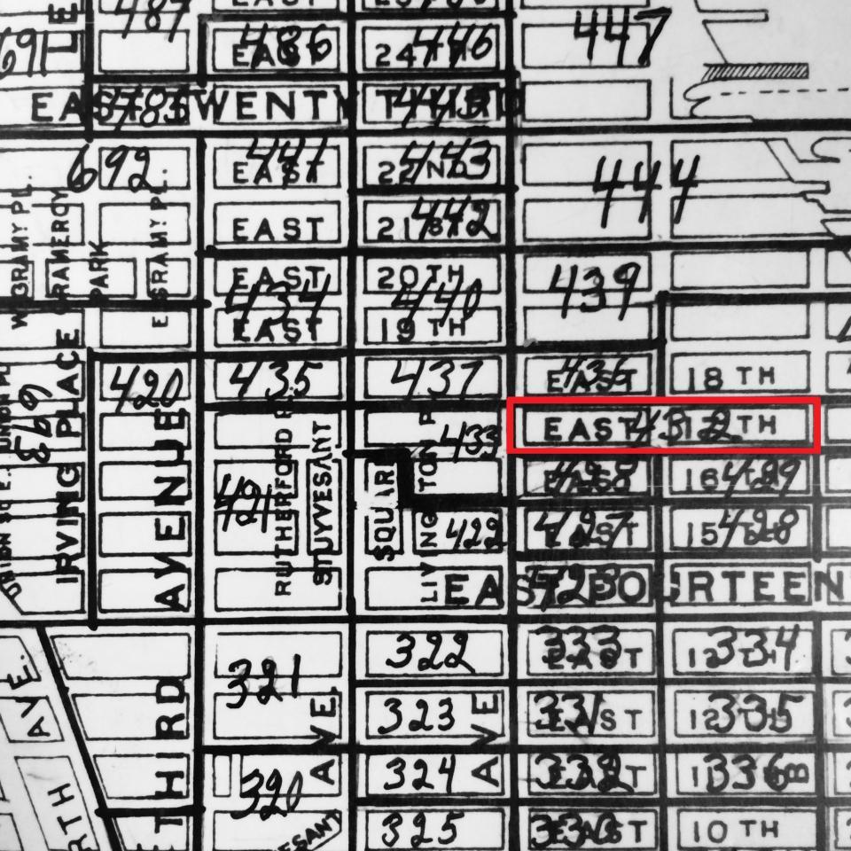 Map showing enumeration districts in Manhattan for the 1900 U.S. Federal Census, ED 432 highlighted