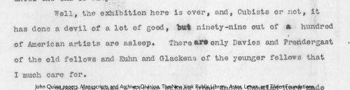 Excerpt of letter to James Huneker, June 15, 1913