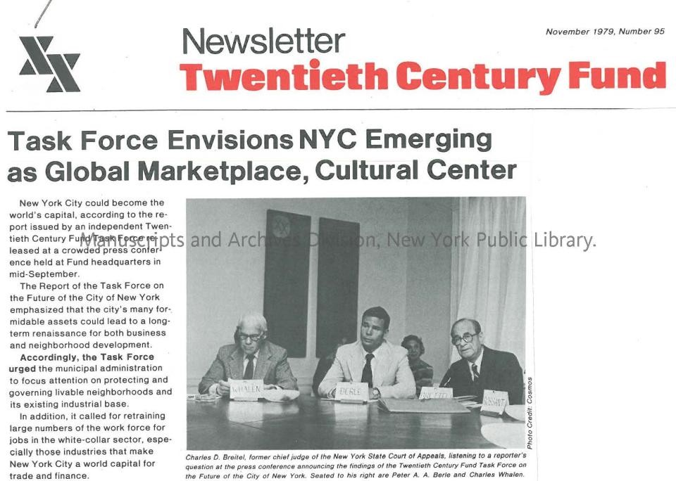 Newsletter of the Twentieth Century Fund, November 1979