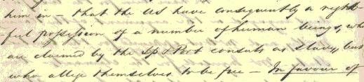 Detail of 1825 John MacPherson Berrien letter on Antelope slave ship trial
