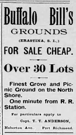 Buffalo Bill's Grounds For Sale at Erastina, Staten Island, August 1892