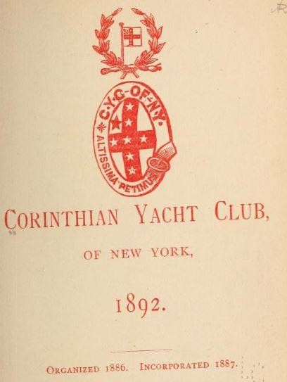 Corinthian Yacht Club emblem, 1892.
