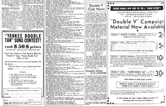 'Awaken America with your cry for a 'Double Victory!' the campaign materials, songs, and more from The Pittsburgh Courier June 13, 1942 p. 14