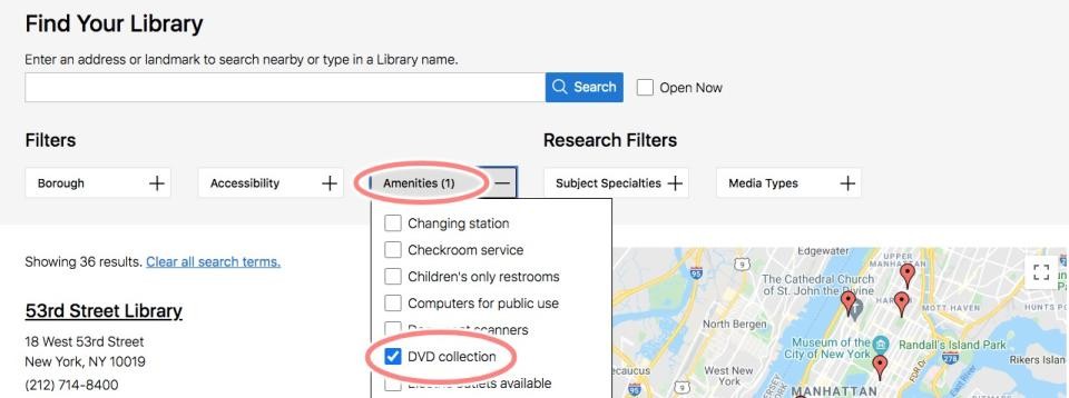 screenshot of Find Your Library location page