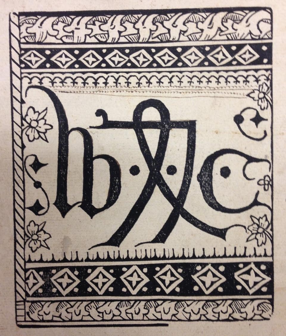 Printer&#039;s mark of William Caxton (the first printer of  books in English), from Image Du Monde, 1490