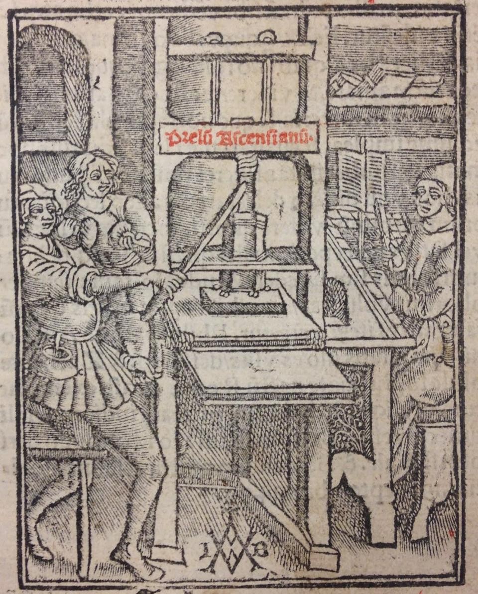 Printer&#039;s Mark of Jodocus Badius,  from Baptista’s Prima Pars Operum, 1507