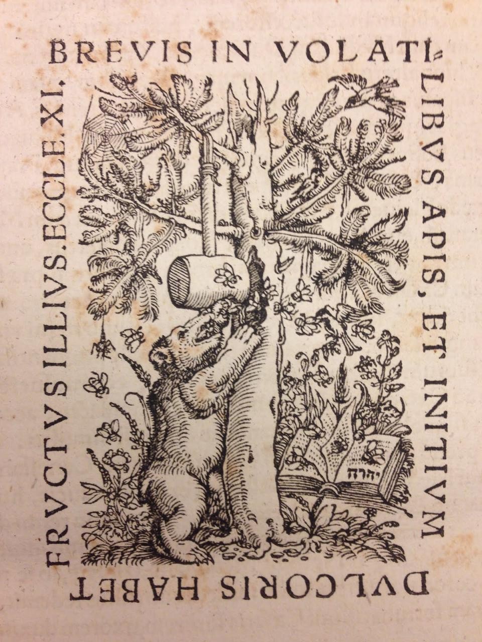 Printer&#039;s mark of Mathias Apiarius, from Herberstein’s Rervm Moscouiticarum Commentarij Sigismundi, 1551