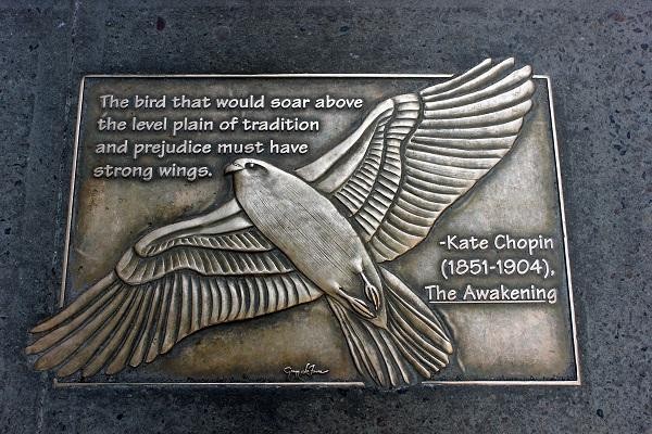 Kate Chopin's Library Walk plaque.