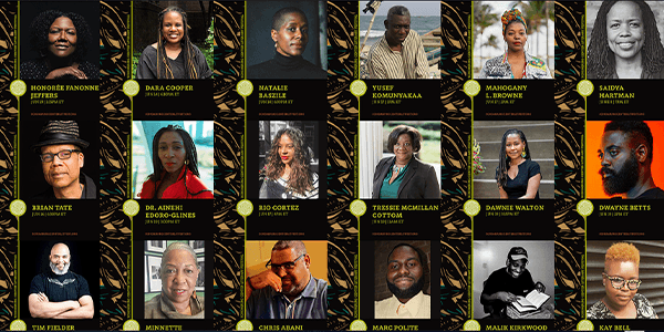 A collage of authors featured during 2021 Schomburg Center Literary Festival.