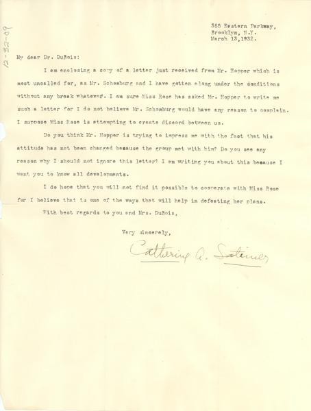Letter from Catherine A. Latimer to W. E. B. Du Bois, March 13, 1932