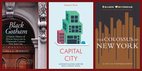 Animated graphic featuring different books about voting, change and NYC.
