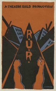 poster by set designer Lee Simonson for Theatre Guild production of R.U.R.