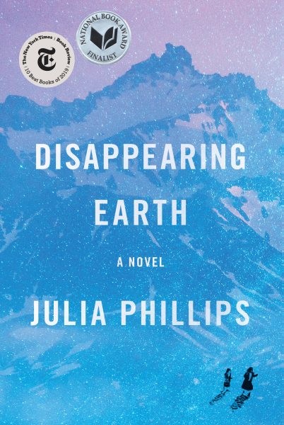 Cover of Disappearing Earth, featuring two figures wandering up a mountain.