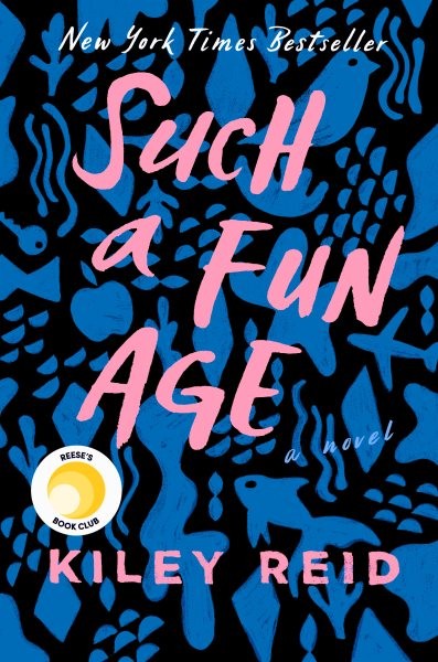 Cover of Such a Fun Age, with title stylized against blue and black patterned background.