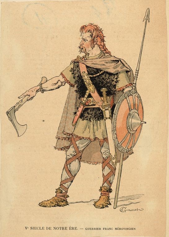 A 19th-century artist's idea of a 5th-century Merovingian warrior.