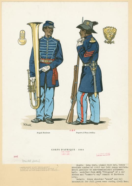 Corps d'Afrique, 1864. ,Brigade bandsman ; Sergeant of heavy artillery., Digital ID 1599724, New York Public Library