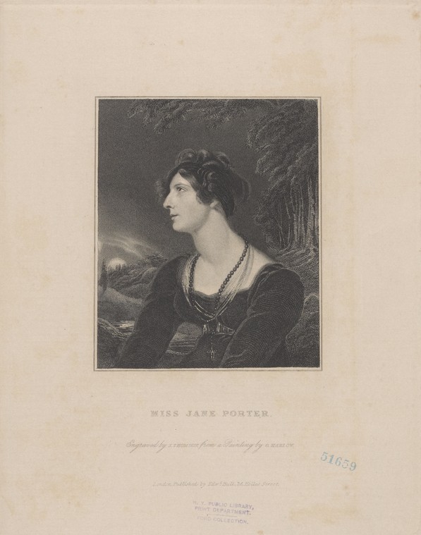 Black and white engraving of Scottish writer Jane Porter