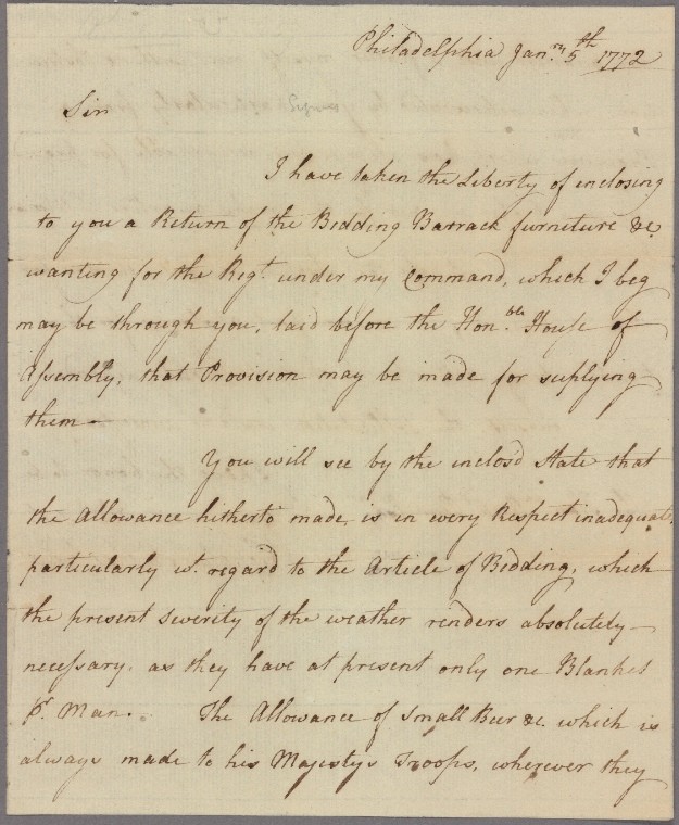 1772 handwritten letter