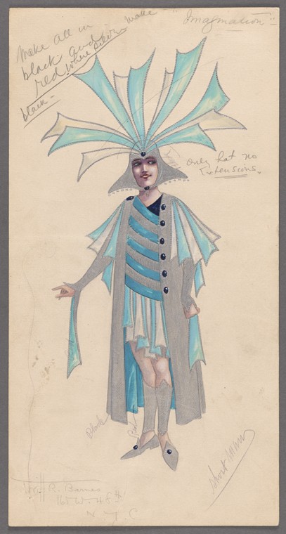 A costume design by Will Barnes for the R.H. Burnside musical, GOOD TIMES