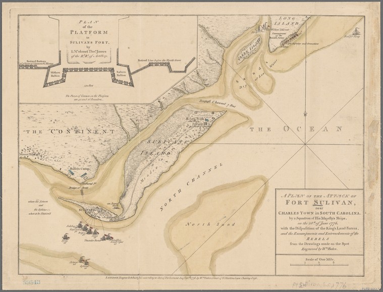 A plan of the attack of Fort Sulivan, near Charles Town in South Carolina [1776] by William Faden
