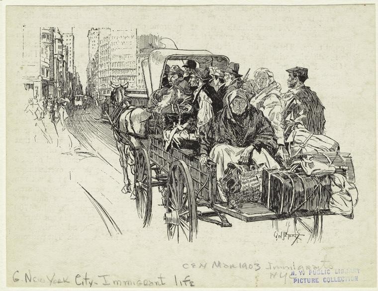 Immigrants Traveling In A Horse Driven Cart.