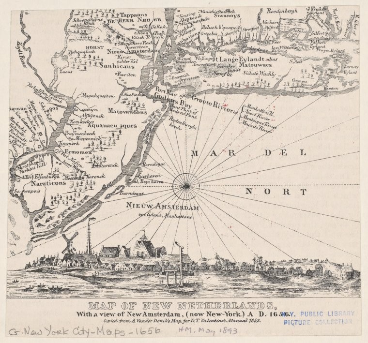 Map Of New Netherlands, With A View Of New Amsterdam, (Now New-York) A.D. 1656.