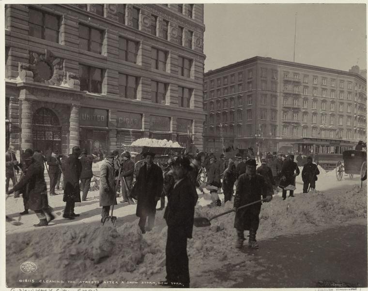 Cleaning the streets after a snow storm, New York