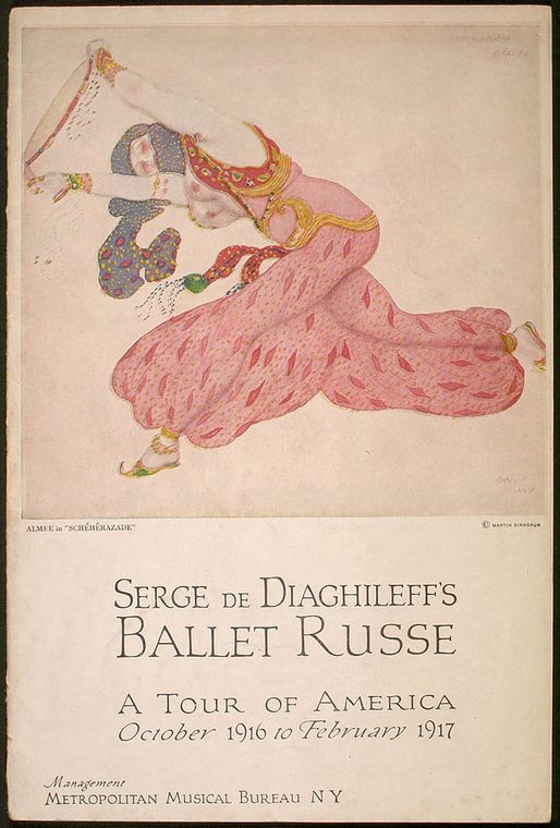 Color brochure for Serge de Diaghileff's Ballet Russe, A Tour of America, October 1916 to February 1917